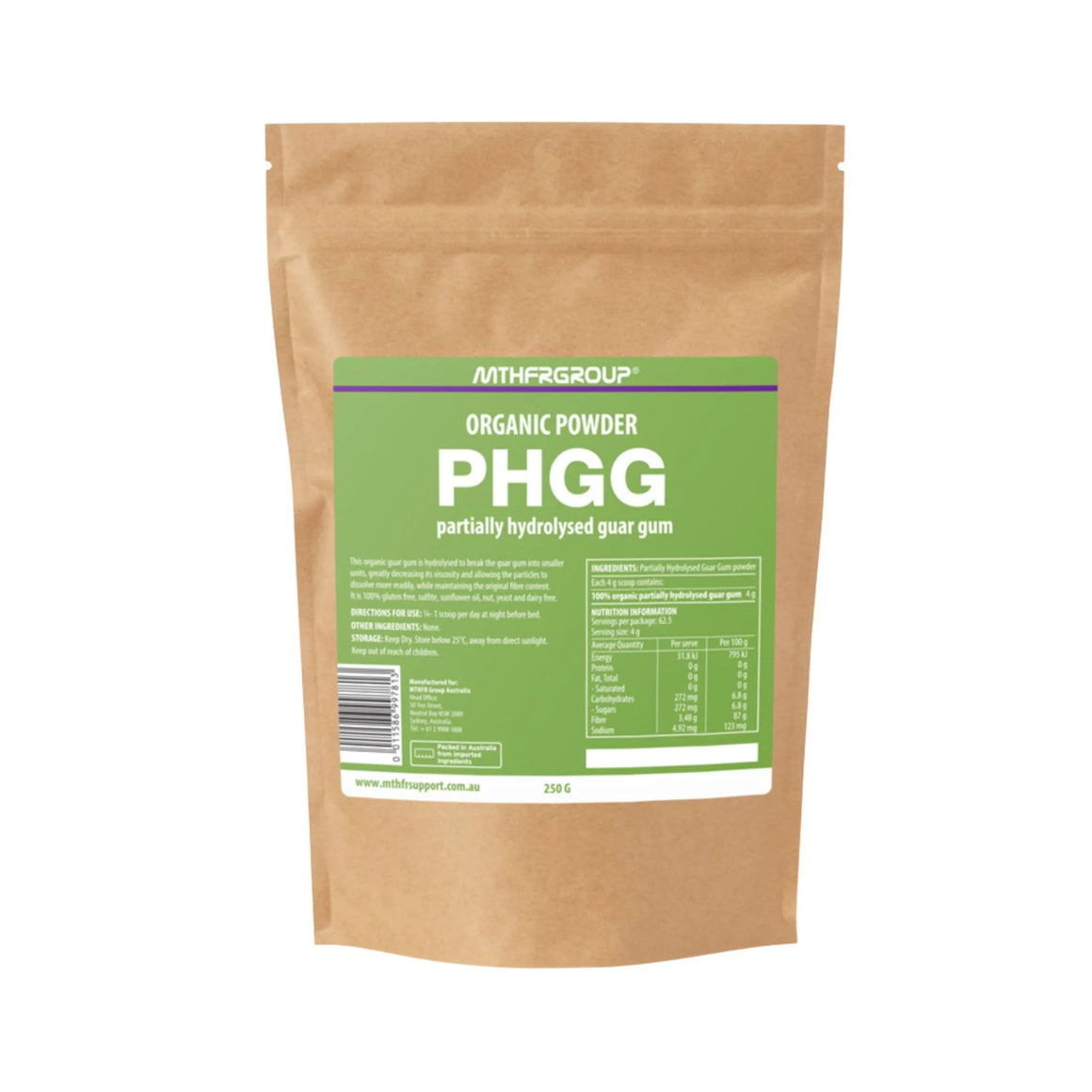 Mthfr Group Organic Phgg (Partially Hydrolysed Guar Gum) 250g