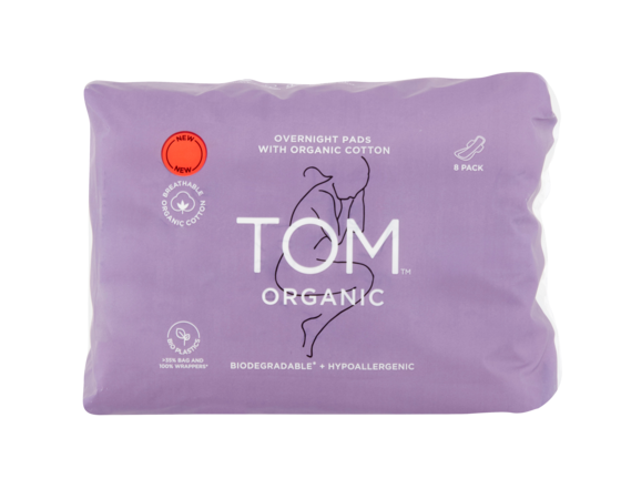 Tom Organic Overnight Pads 8pk