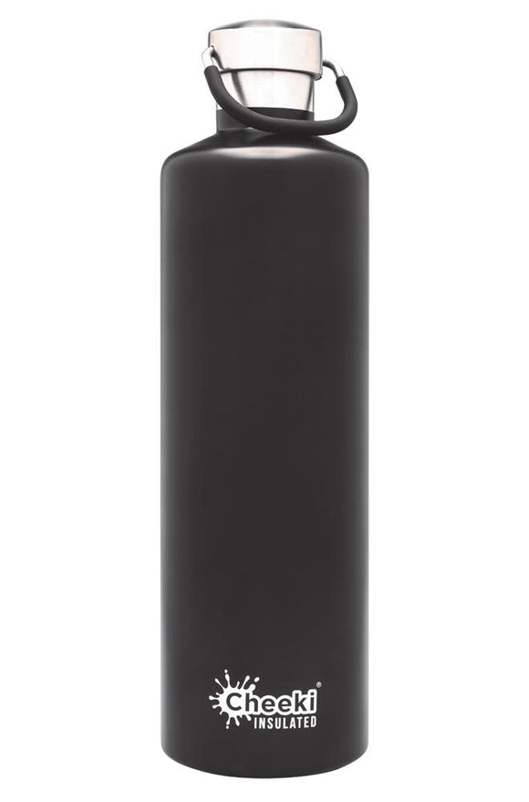 Cheeki Classic Insulated Bottle Stainless Steel Matte Black 1 Litre