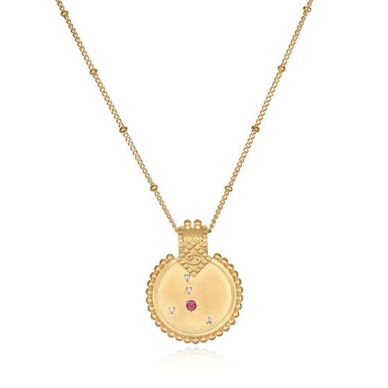 Satya Mandala Zodiac Cancer Ruby Necklace