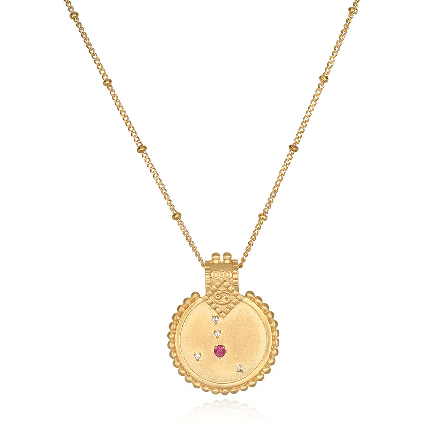 Satya Mandala Zodiac Cancer Ruby Necklace