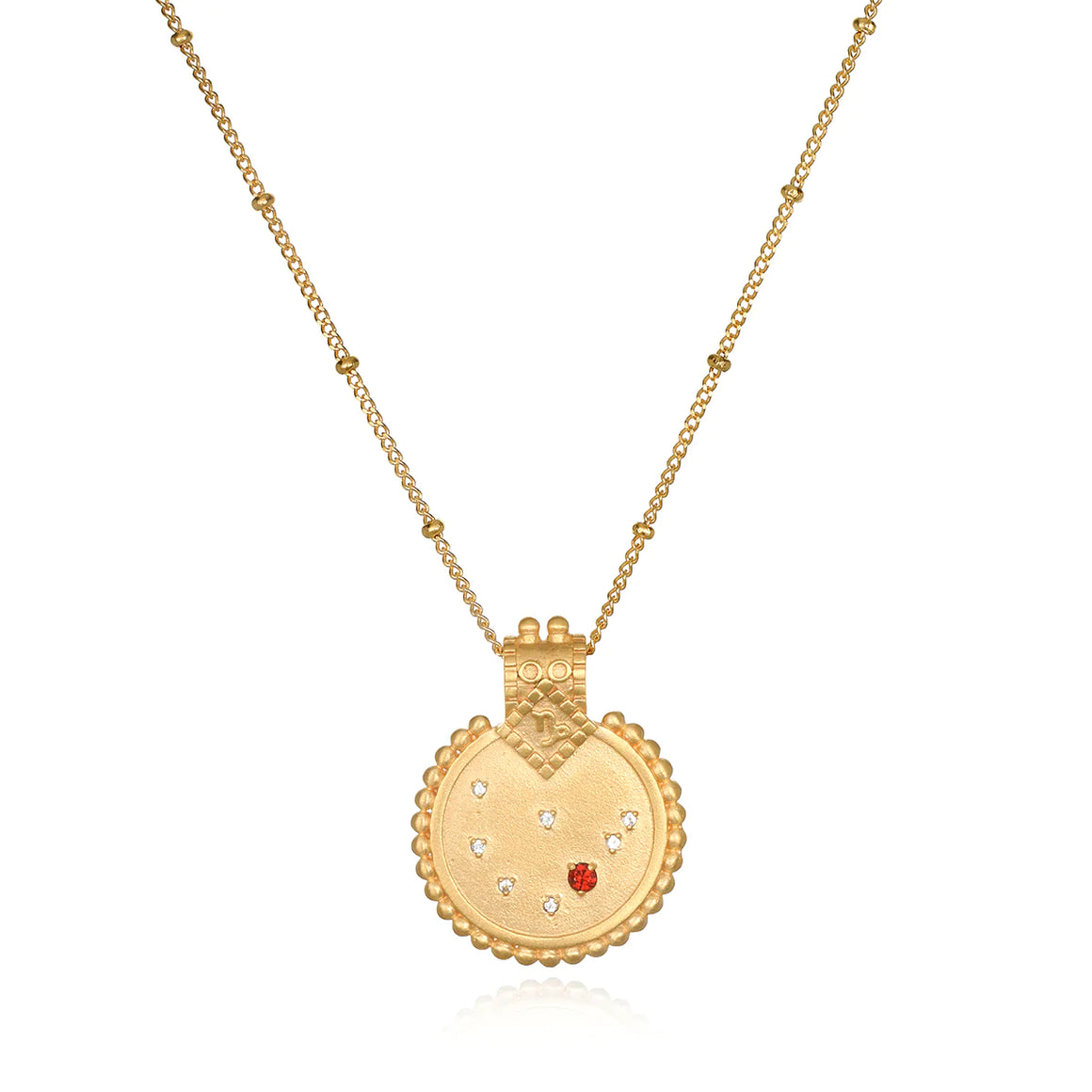 Satya Mandala Zodiac Capricorn Red Garnet Necklace