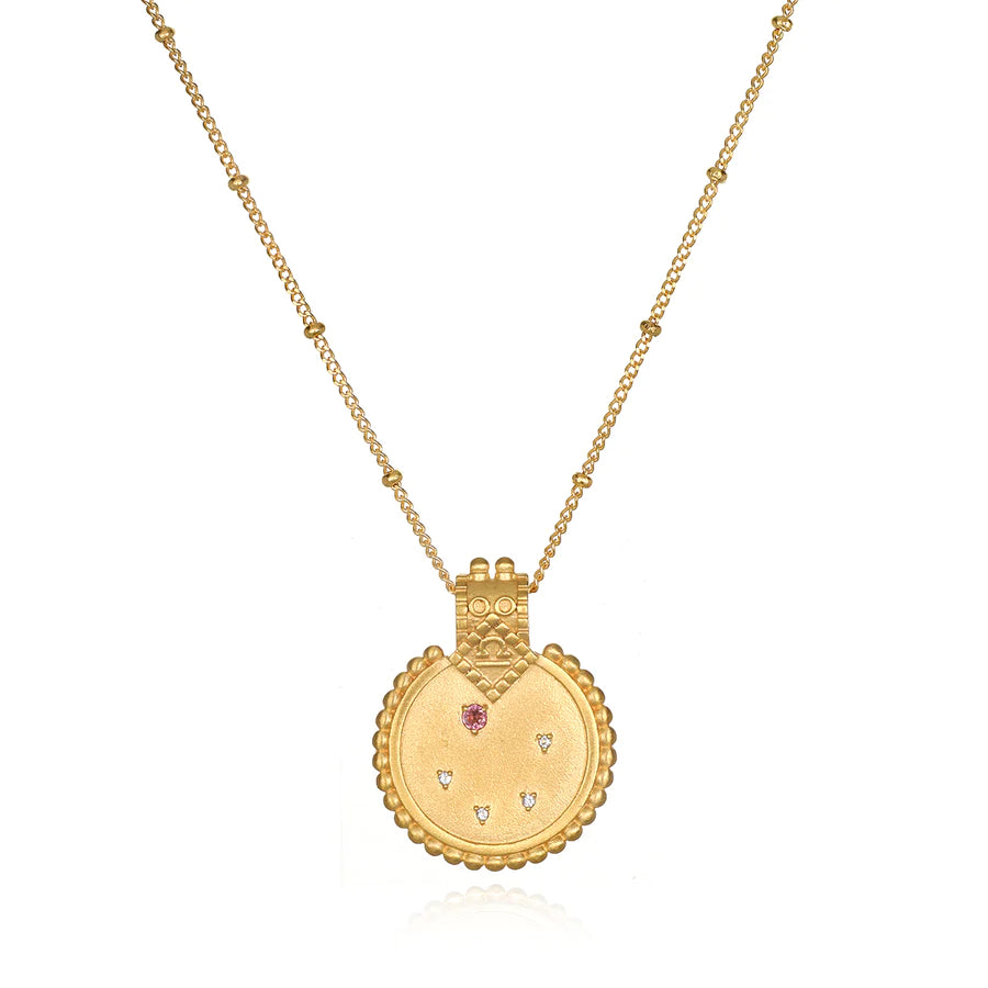 Satya Mandala Zodiac Libra Pink Tourmaline Necklace