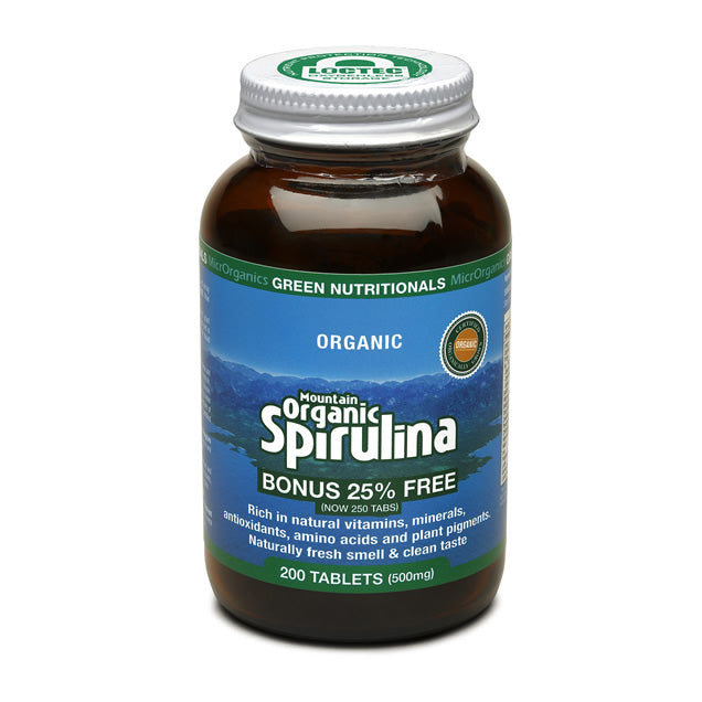 green nutritionals organic mountain spirulina 200 tablets