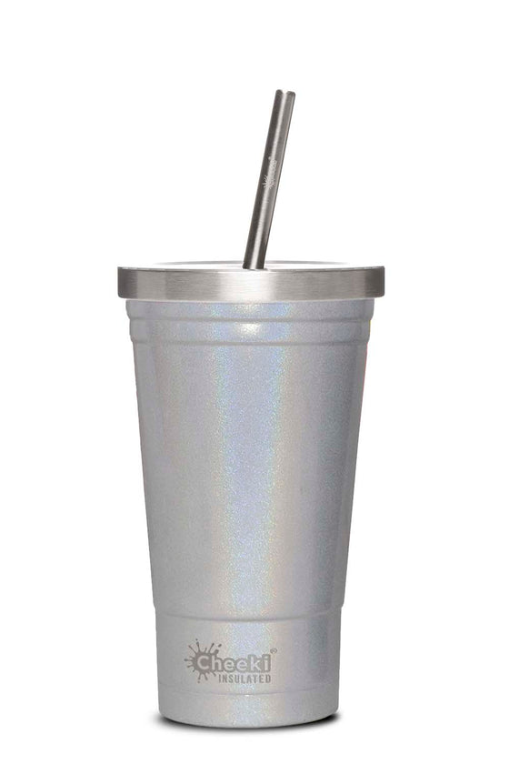 Cheeki Tumbler With Straw Insulated Stainless Steel Rainbow Pearl 500ml