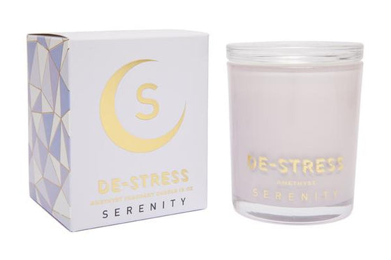 Serenity Soy Wax Crystal Candle - De-Stress - Amethyst 10oz