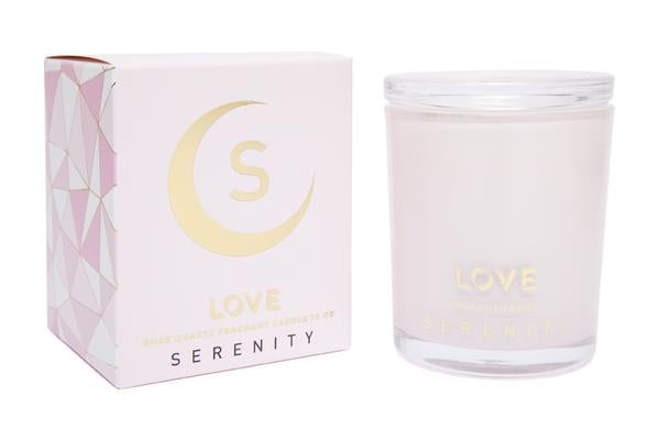 Serenity Soy Wax Crystal Candle - Love - Rose Quartz 10oz