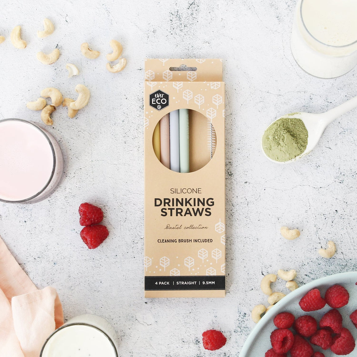 Ever Eco Drinking Straws Pastel Silicon X4