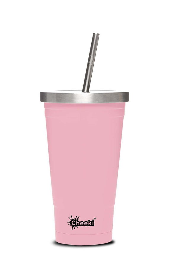 Cheeki Tumbler With Straw Insulated Stainless Steel Dusty Pink 500ml