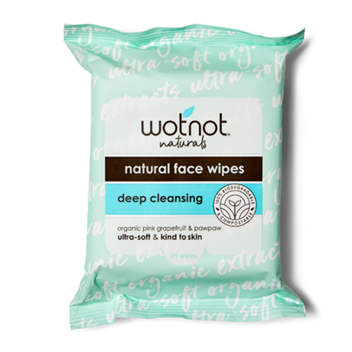 Wotnot Natural Organic Purifying Facial Wipes Oily Combination Skin Softpack 25