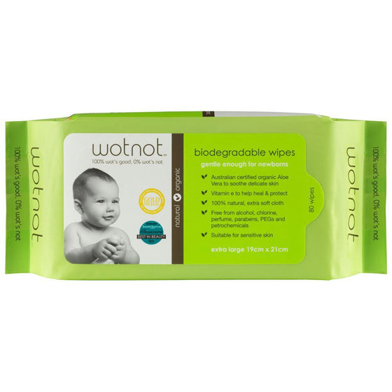 Wotnot Biodegradable Baby Wipes Softpack 80