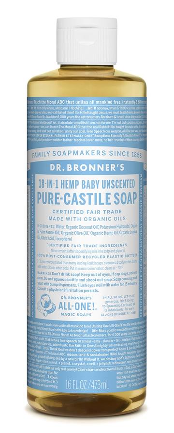Dr Bronners Liquid Castile Baby Unscented 473ml