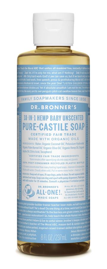 Dr Bronners Liquid Castile Baby Unscented 237ml