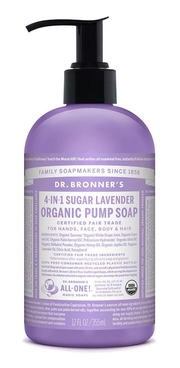 Dr Bronners 4 In 1 Sugar Organic Pump Soap Lavender 355ml