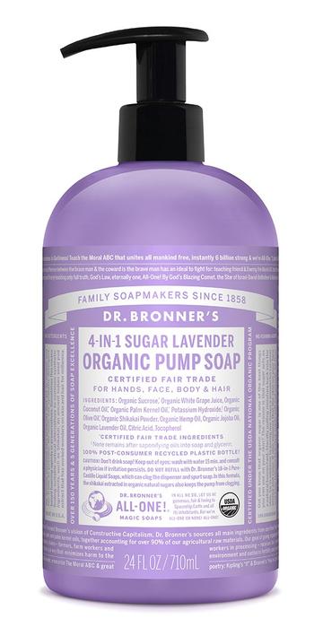 Dr Bronners 4 In 1 Sugar Organic Pump Soap Lavender 710ml