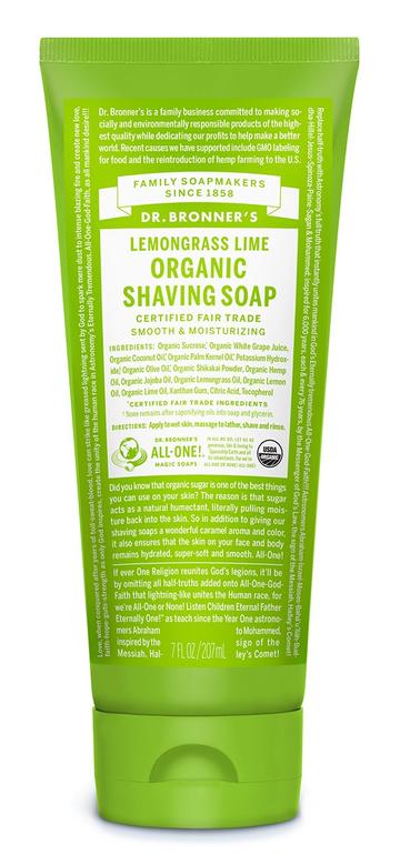Dr Bronners Shaving Soap Gel Lemongrass Lime 207ml