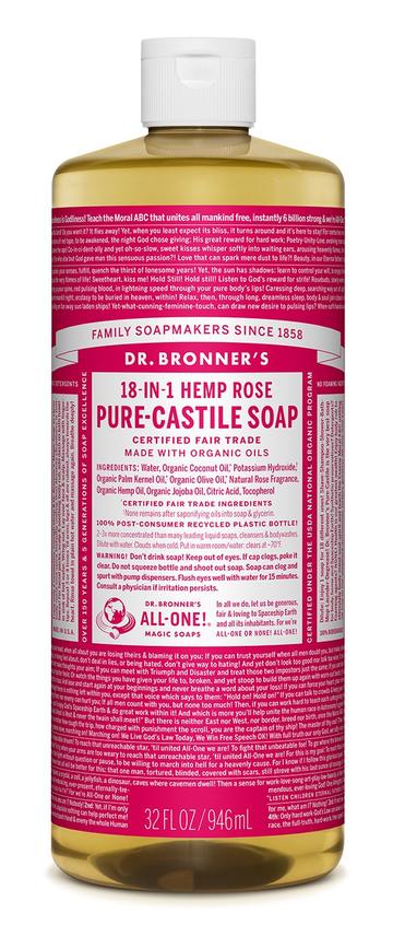 Dr Bronners Liquid Castile Rose 946ml