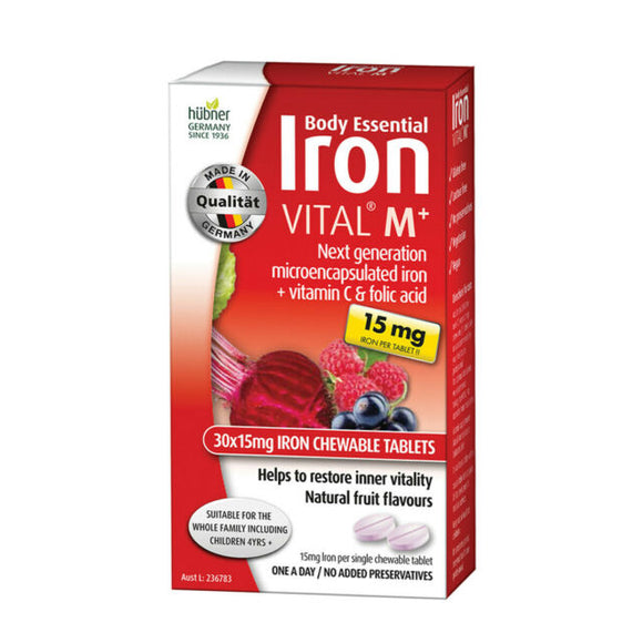 Hubner Body Essential Iron Vital M Chewable 30 Tablets